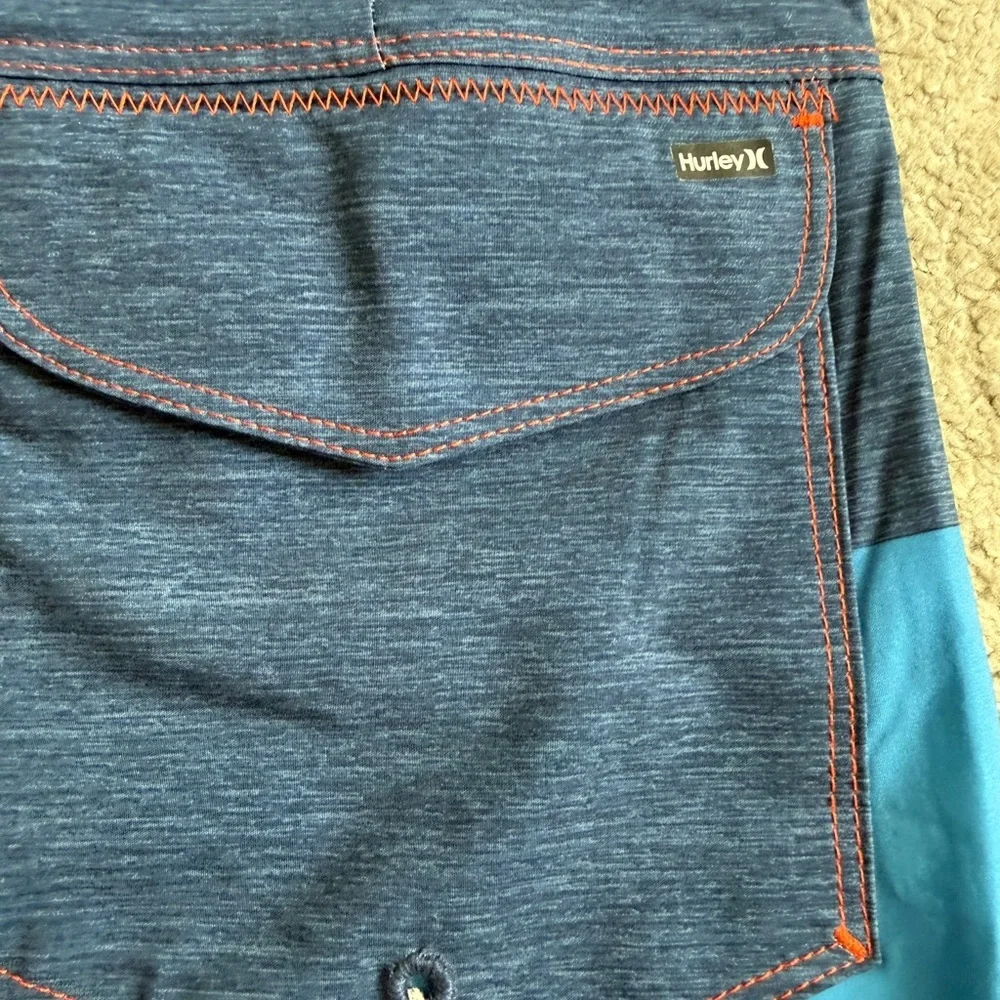 Hurley Men's orange and blue Faraheit ColorBlocked Board Shorts- Size 28